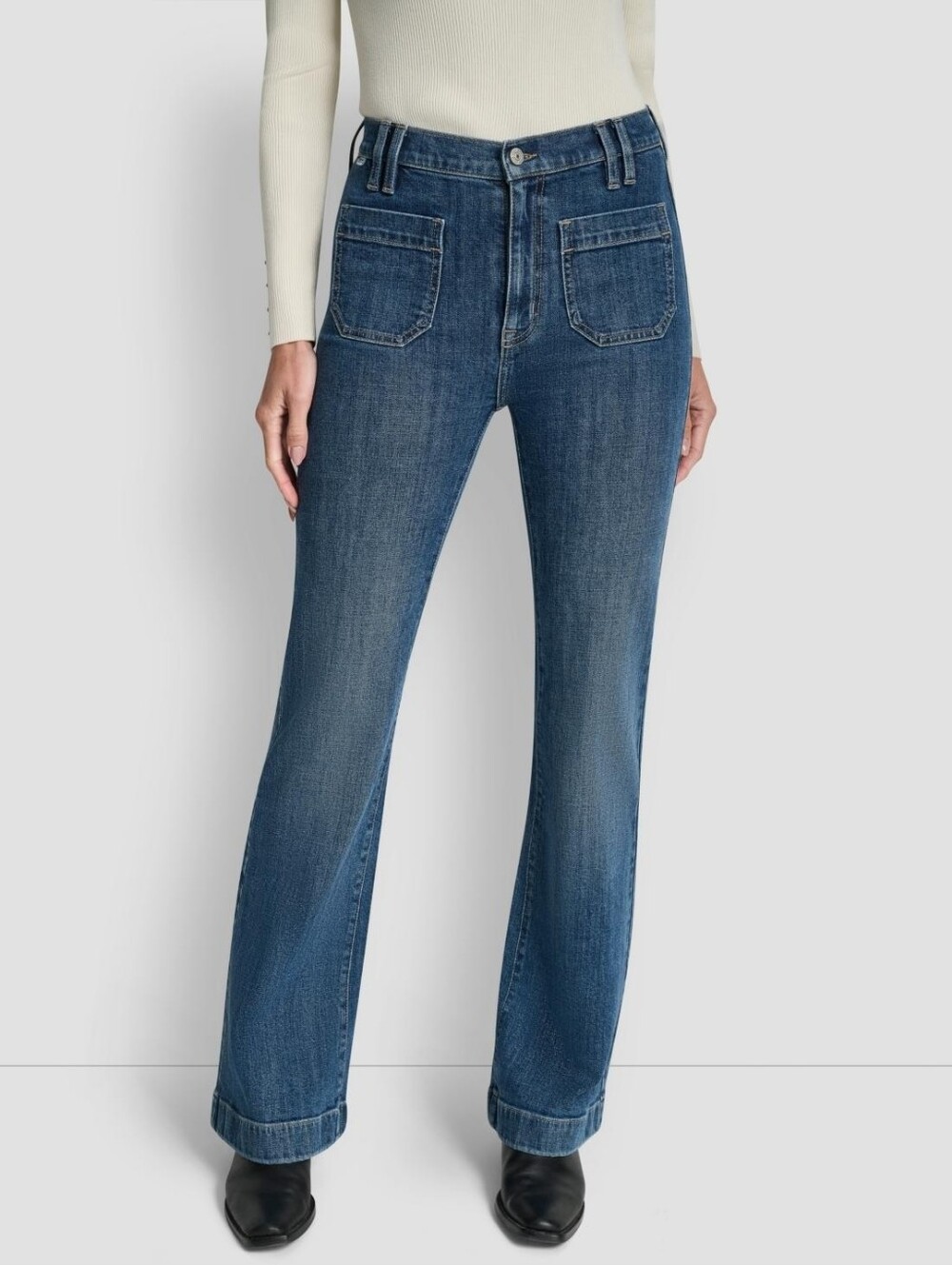 DKNY High Rise Relaxed Flare Leg Jean